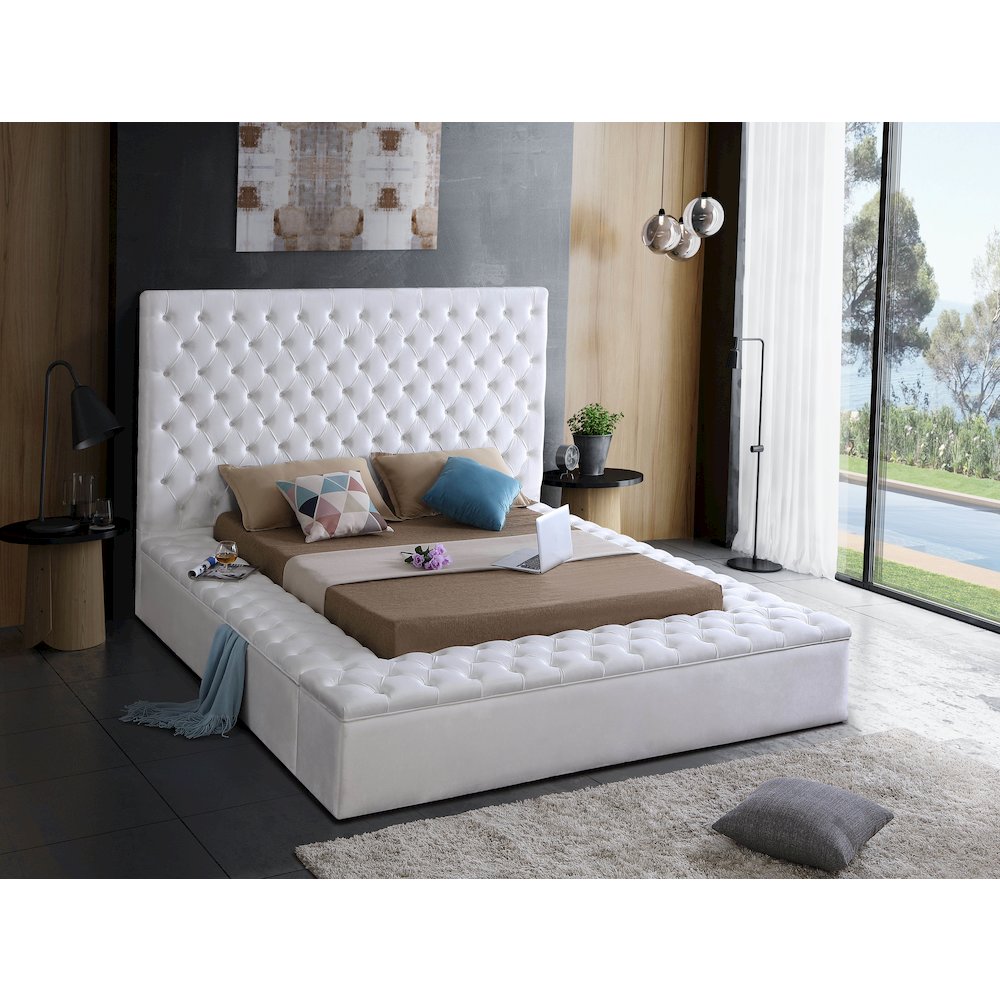Bliss White Velvet King Bed