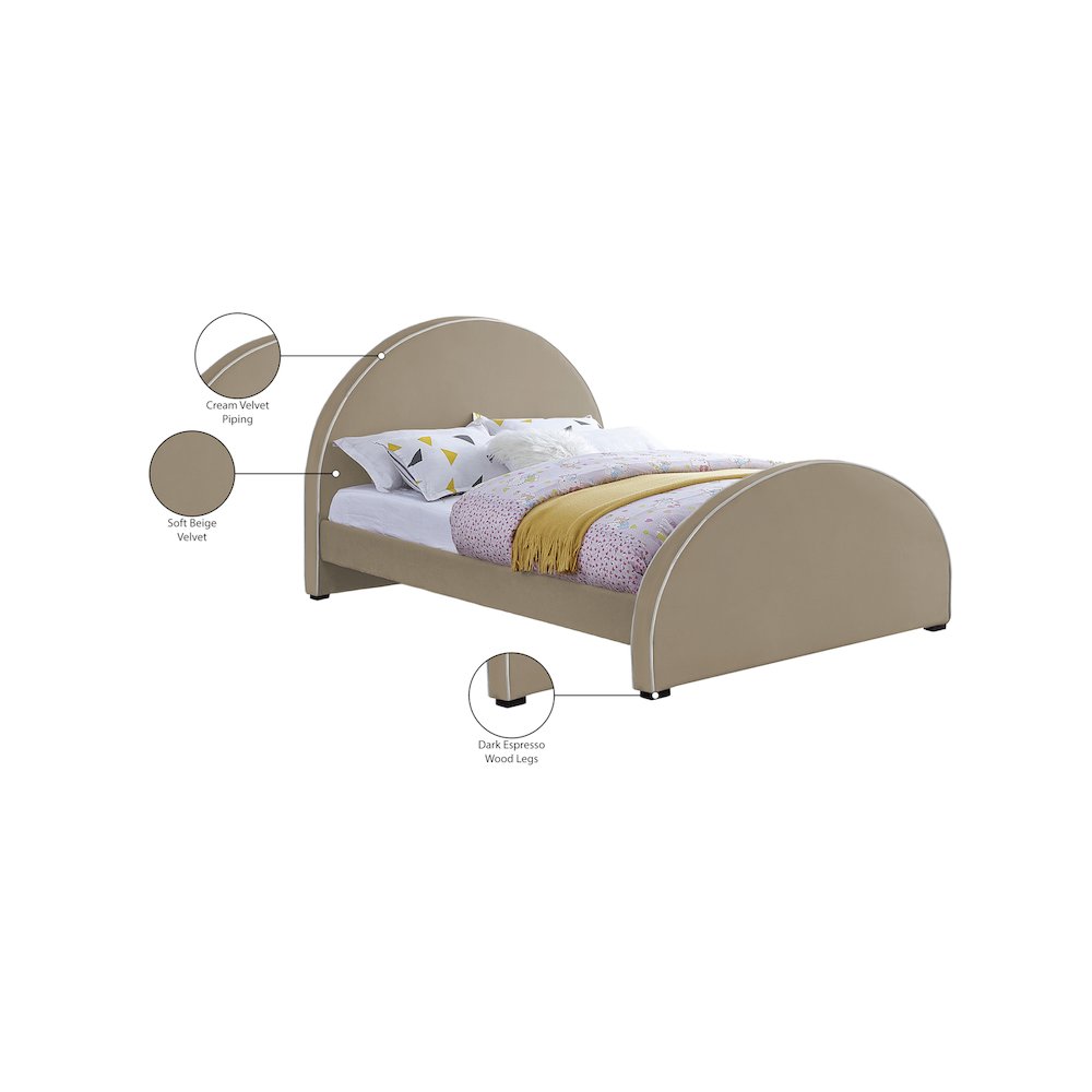 Brody Beige Velvet Full Bed