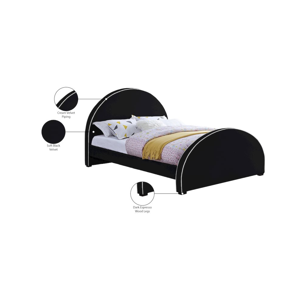 Brody Black Velvet Queen Bed