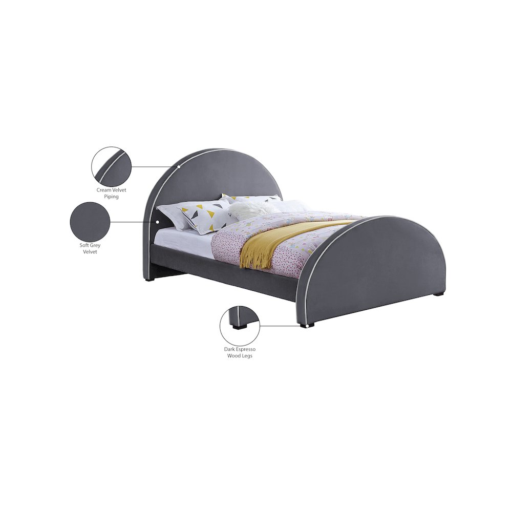 Brody Grey Velvet Full Bed