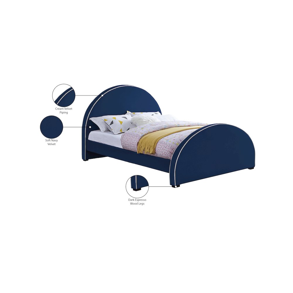 Brody Navy Velvet Queen Bed