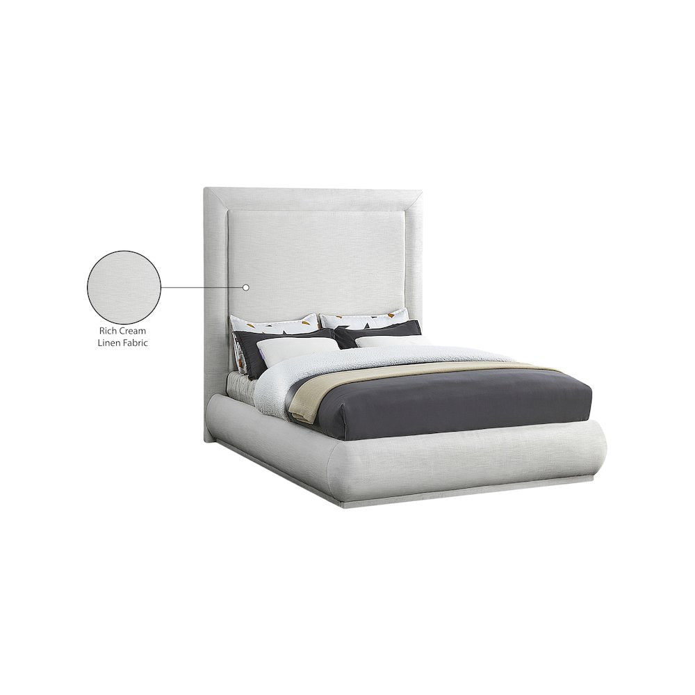 Brooke Cream Linen Textured Fabric King Bed