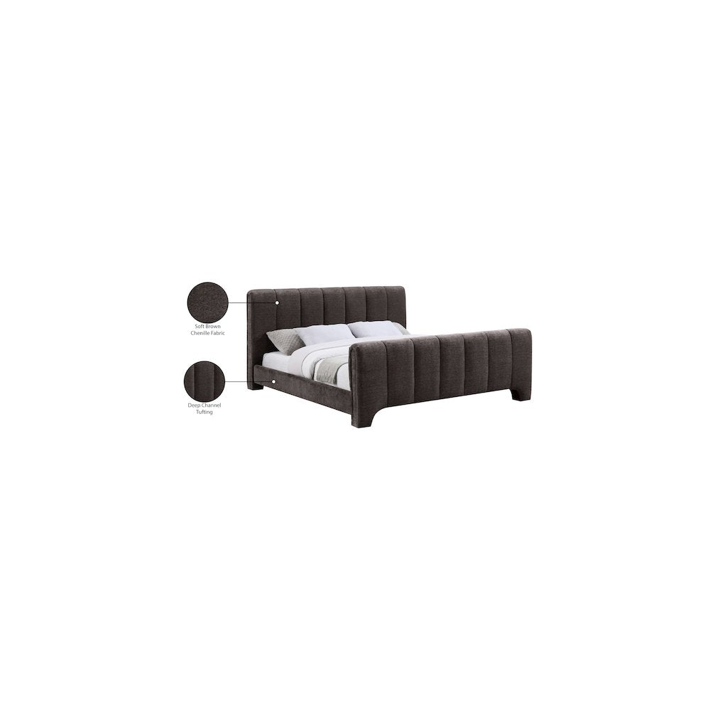 Camila Brown Chenille Fabric Full Bed