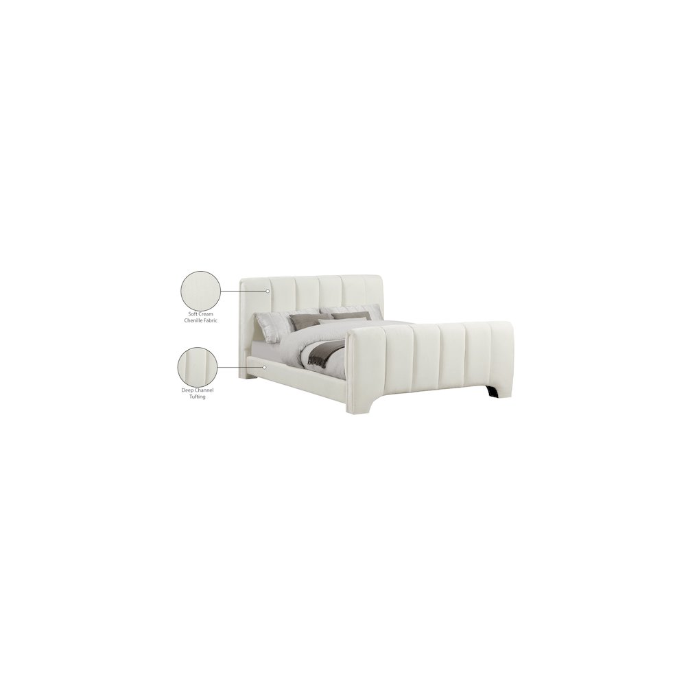 Camila Cream Chenille Fabric Full Bed