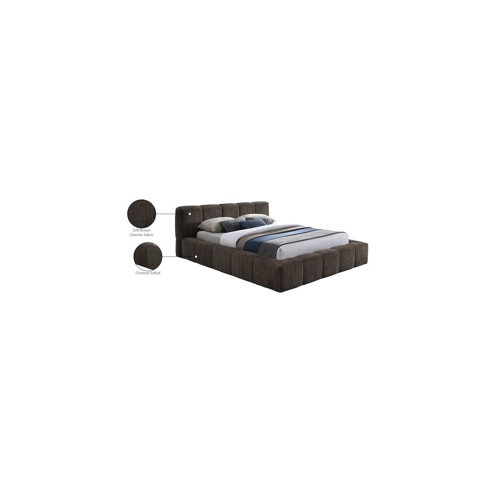 Carlin Brown Chenille Fabric King Bed
