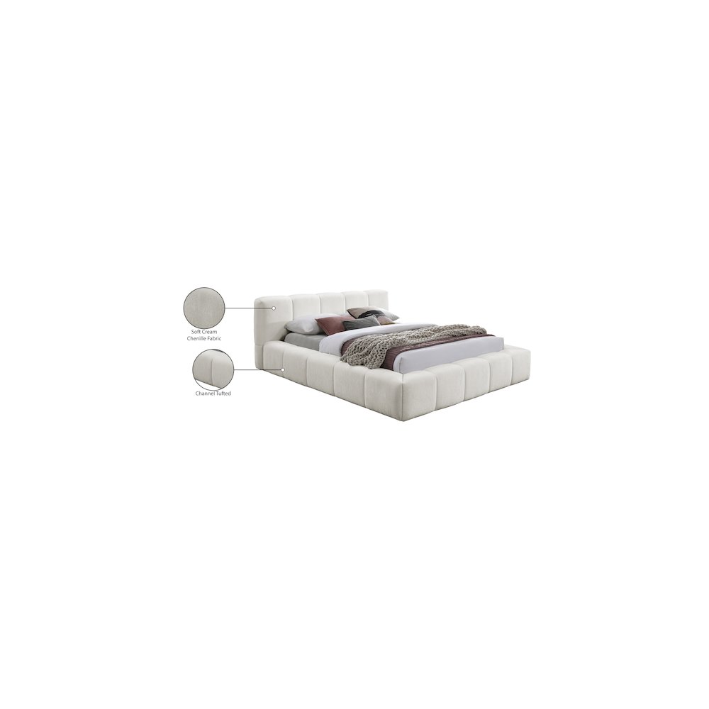 Carlin Cream Chenille Fabric Full Bed