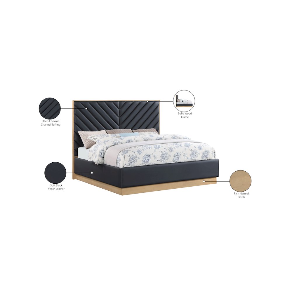 Casa Black Vegan Leather Queen Bed
