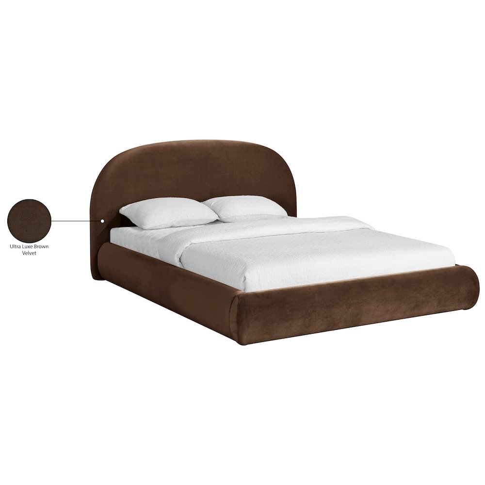 Celine Brown Velvet Upholstered Queen Bed