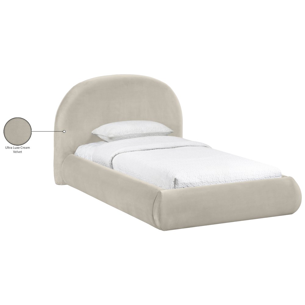 Celine Cream Velvet Upholstered Twin Bed