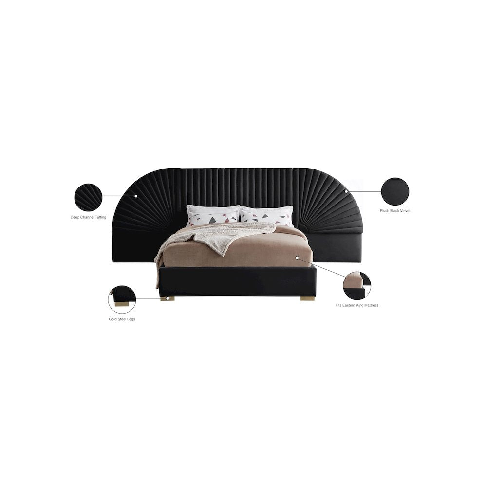 Cleo Black Velvet King Bed
