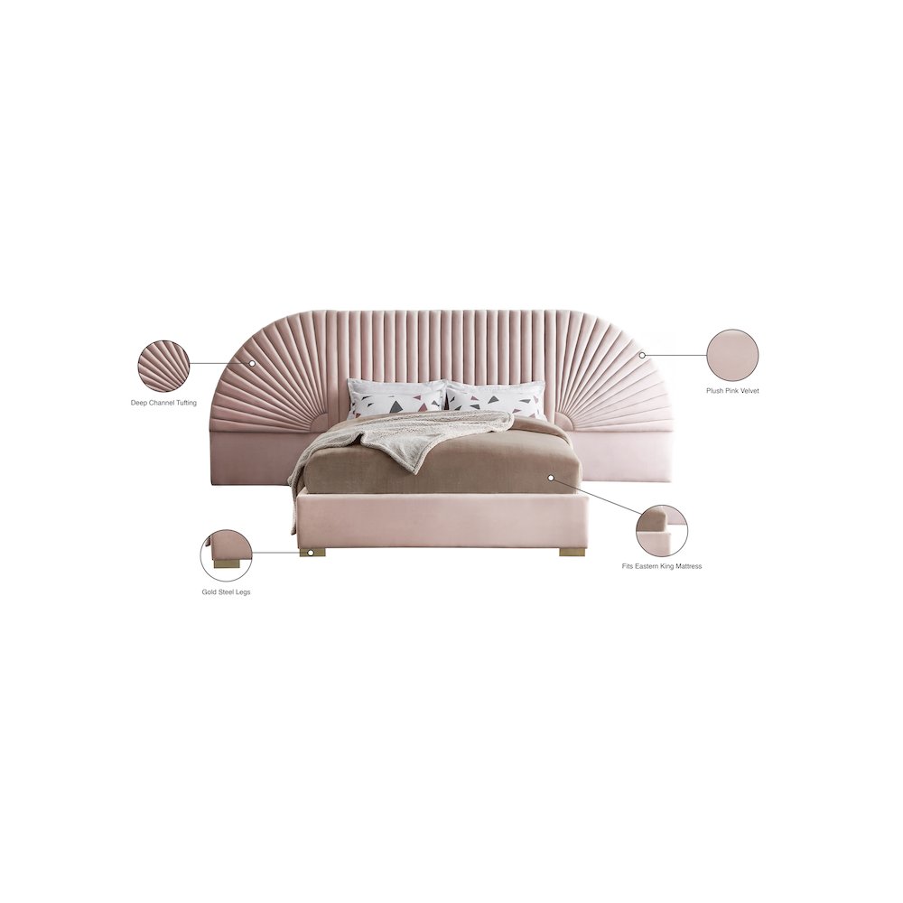 Cleo Pink Velvet King Bed