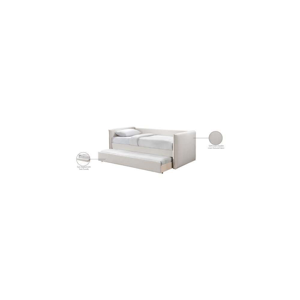 Colton Cream Linen Textured Fabric Twin Daybed