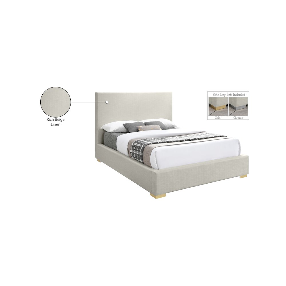 Crosby Beige Linen Textured Fabric Full Bed