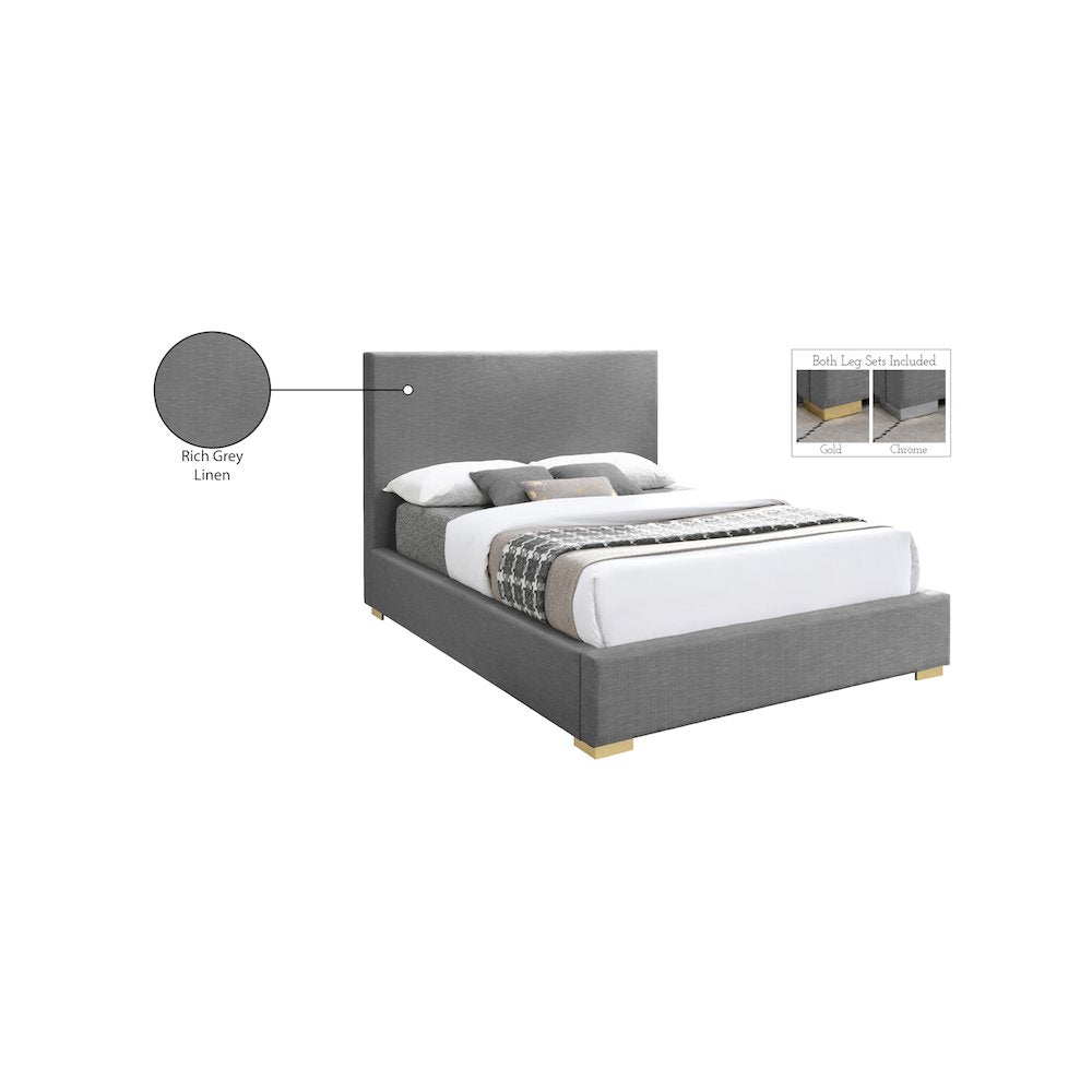 Crosby Grey Linen Textured Fabric Full Bed