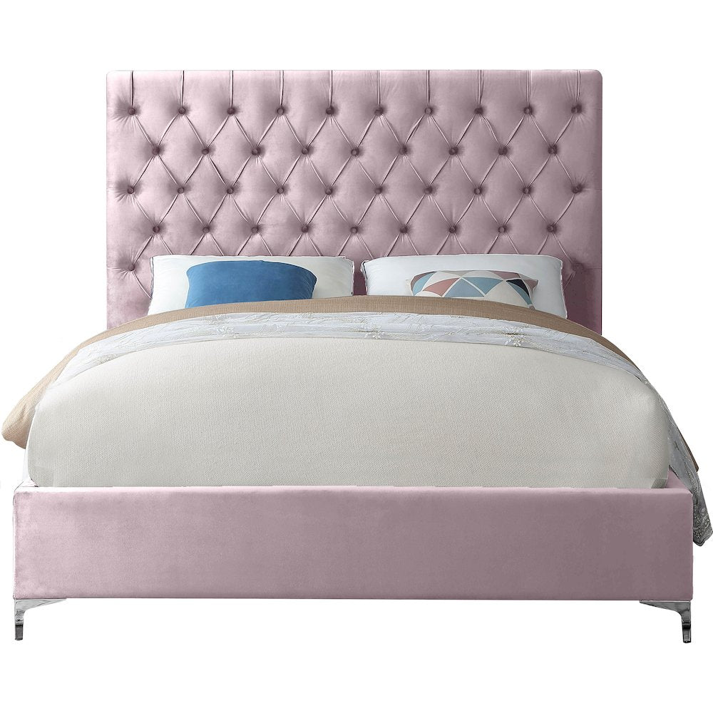 Cruz Pink Velvet King Bed