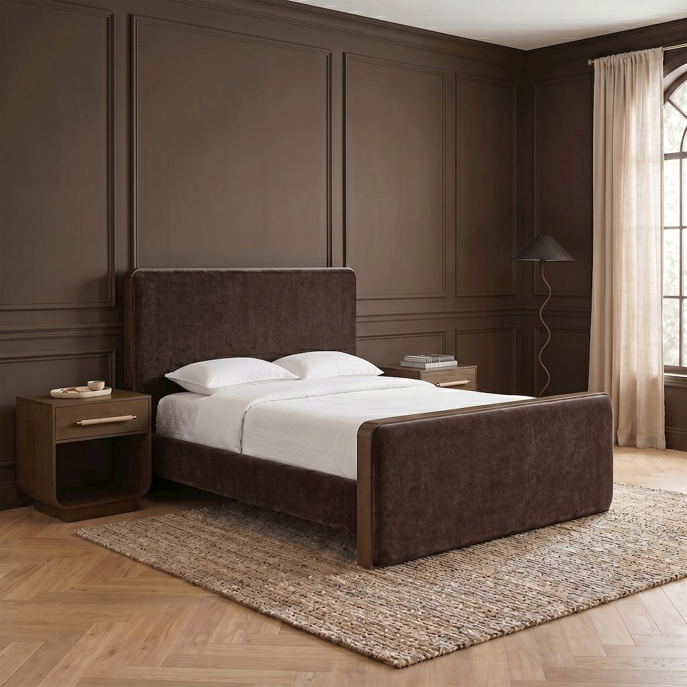 Dalton Brown Fabric Upholstered King Bed
