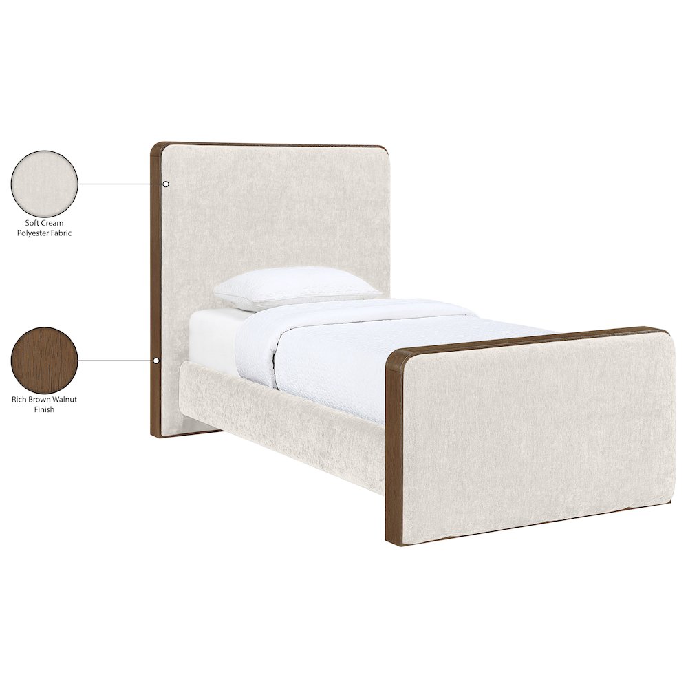 Dalton Cream Fabric Upholstered Twin Bed (3 Boxes)