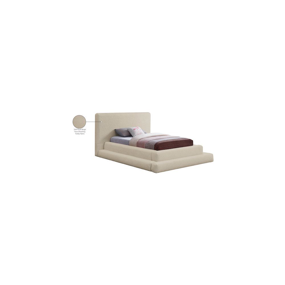 Dane Beige Teddy Fabric Twin Bed