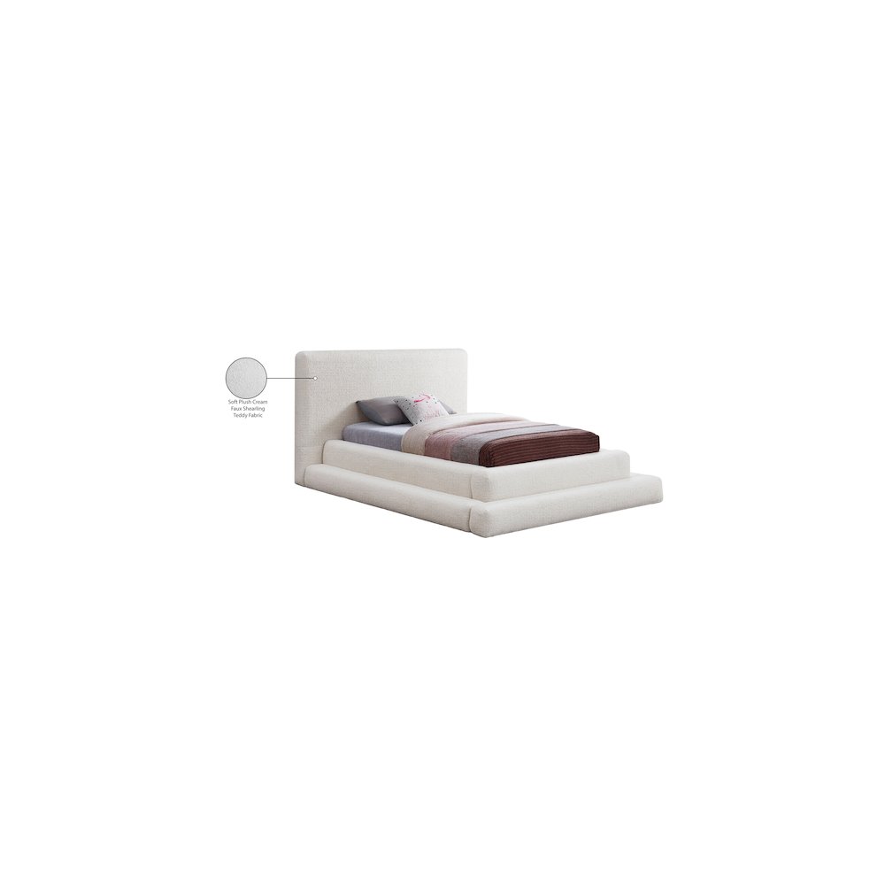 Dane Cream Teddy Fabric Twin Bed