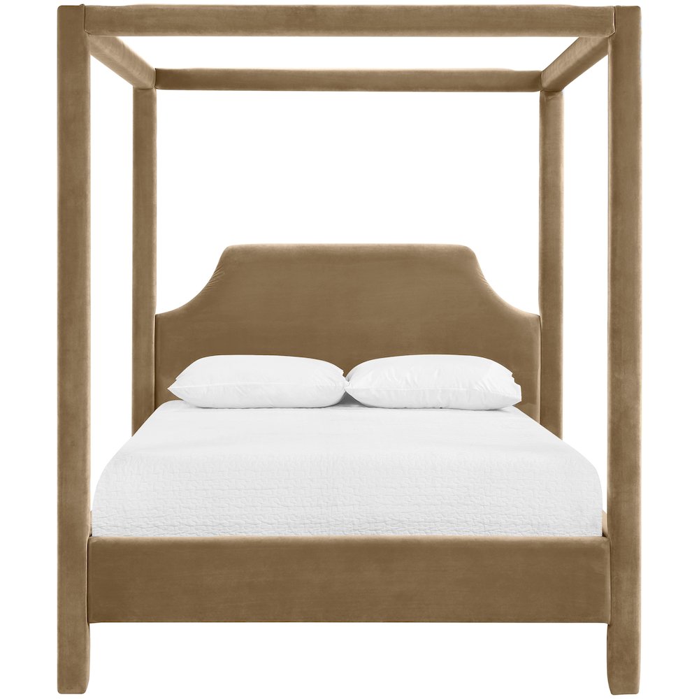 Dawson Beige Velvet Upholstered Queen Bed