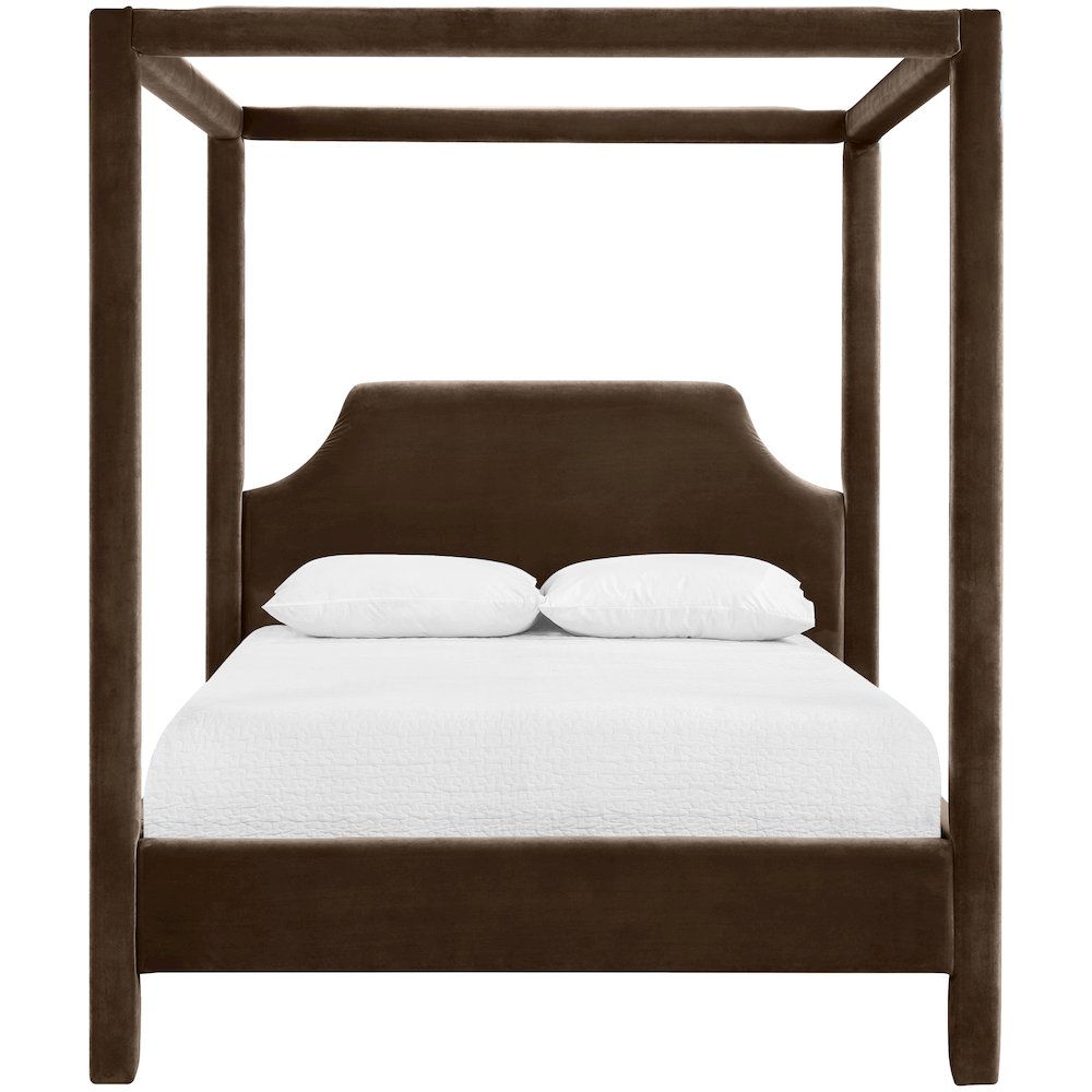 Dawson Brown Velvet Upholstered Queen Bed