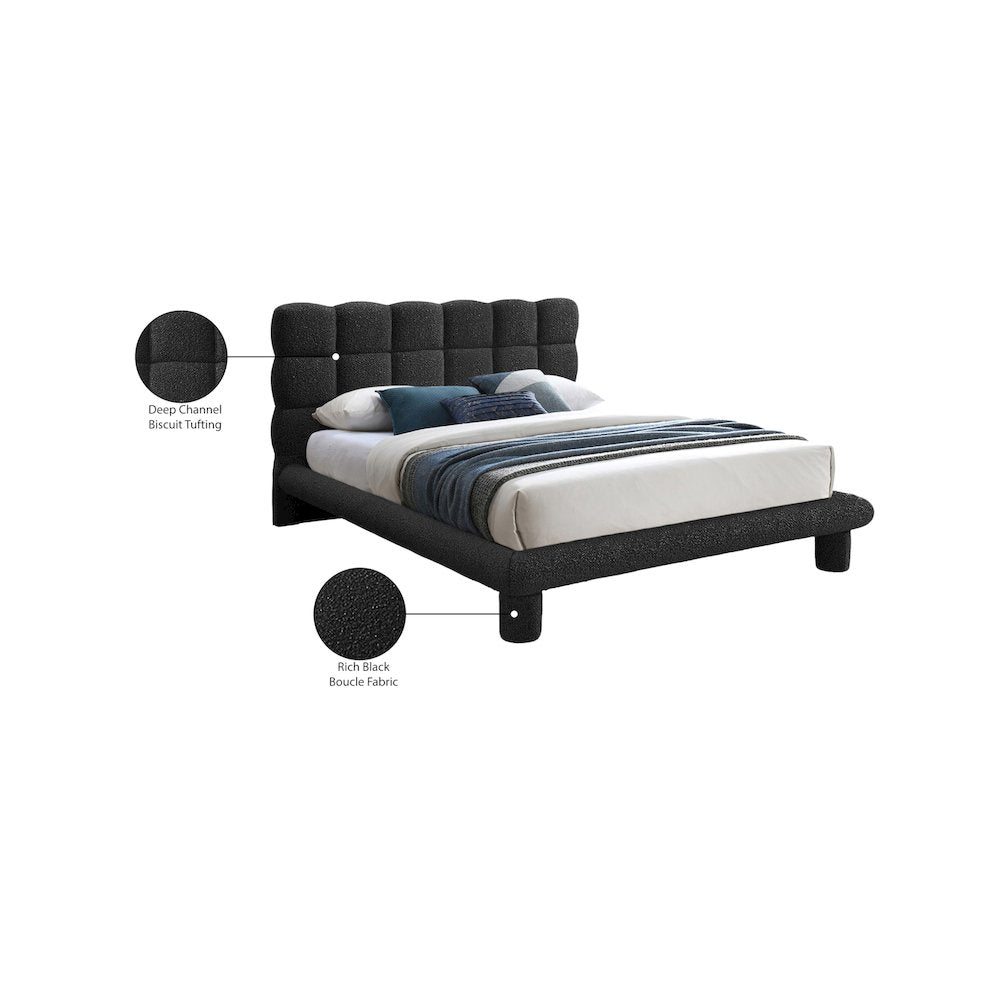 Deco Black Boucle Fabric Full Bed