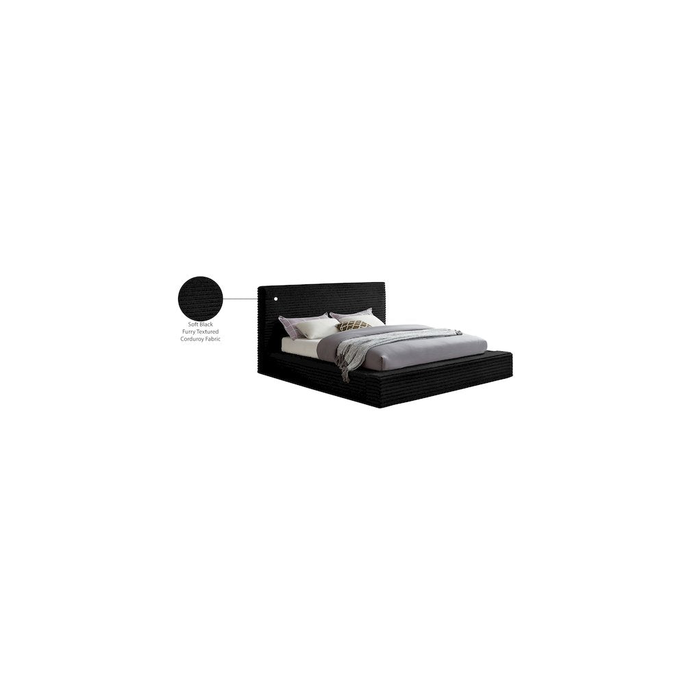 Dexter Black Corduroy Fabric Full Bed