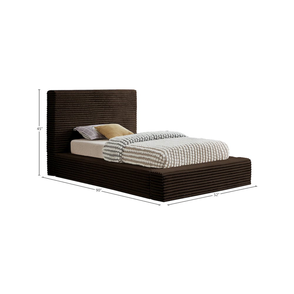 Dexter Brown Corduroy Fabric Twin Bed