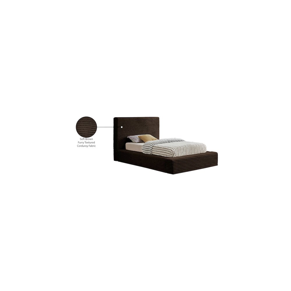 Dexter Brown Corduroy Fabric Twin Bed