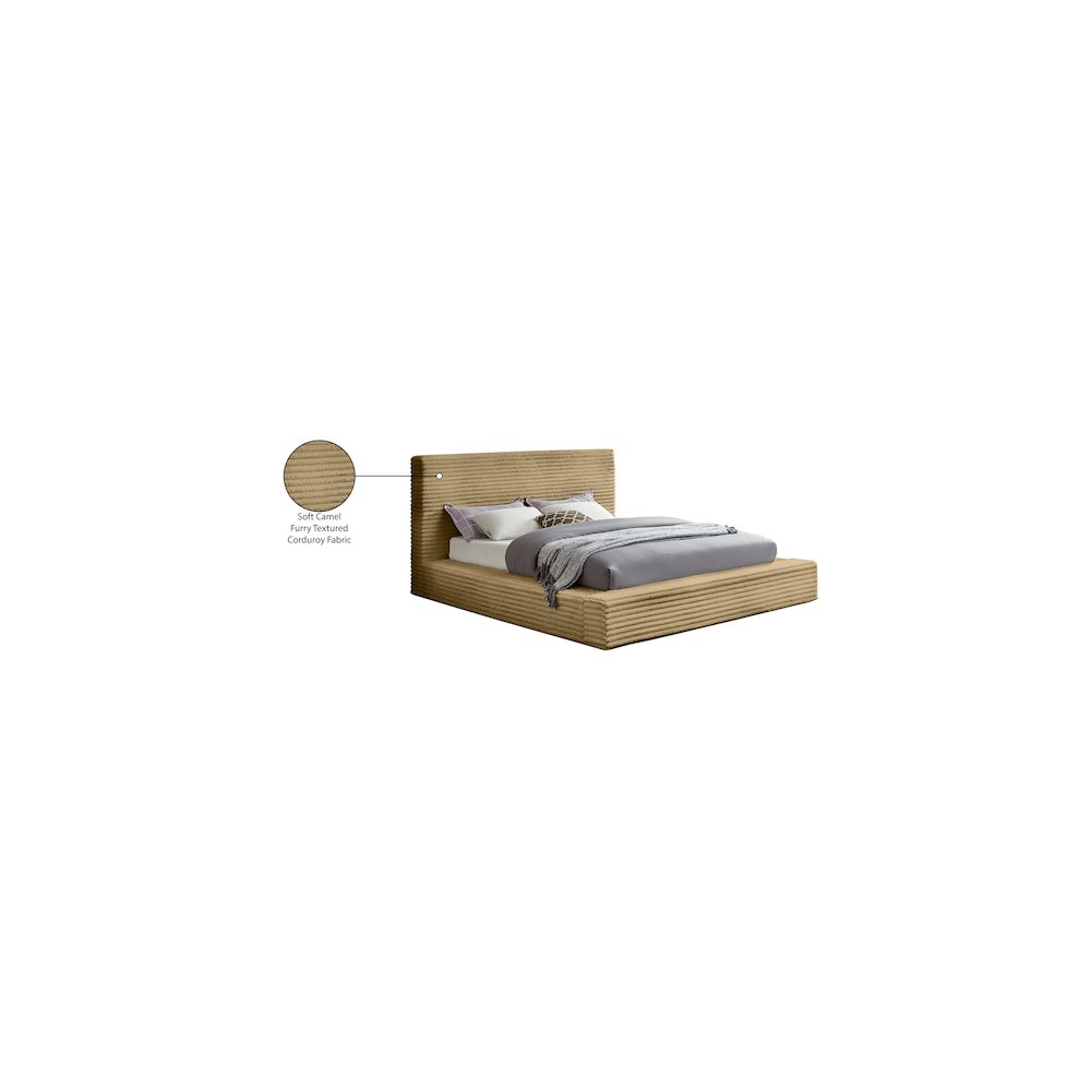 Dexter Camel Corduroy Fabric King Bed