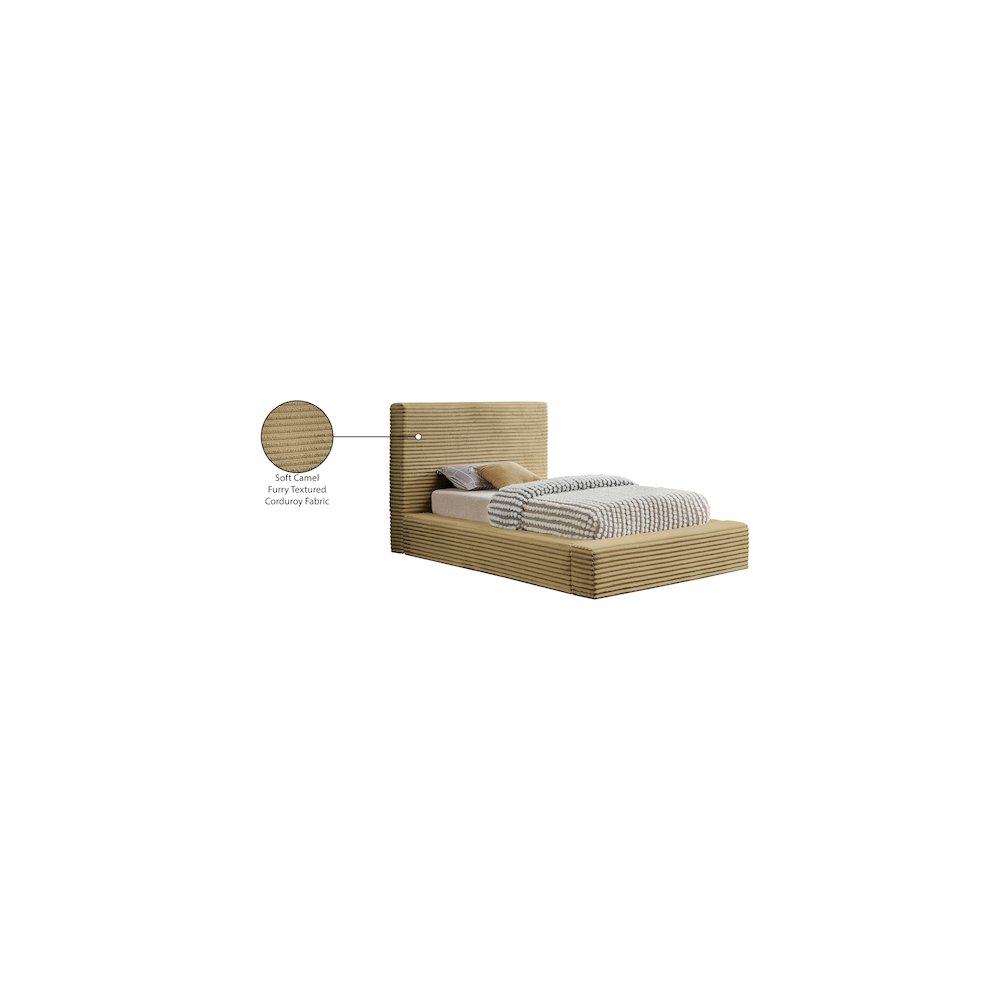 Dexter Camel Corduroy Fabric Twin Bed