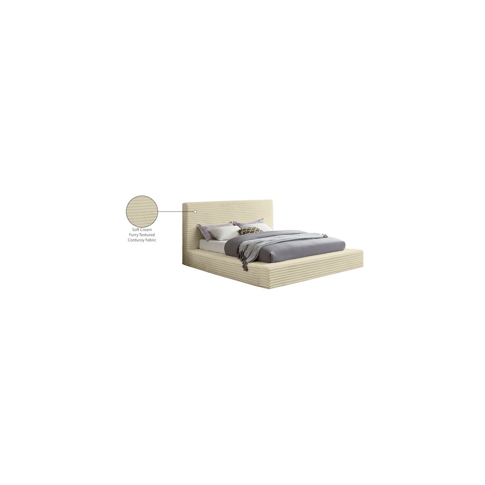 Dexter Cream Corduroy Fabric Queen Bed