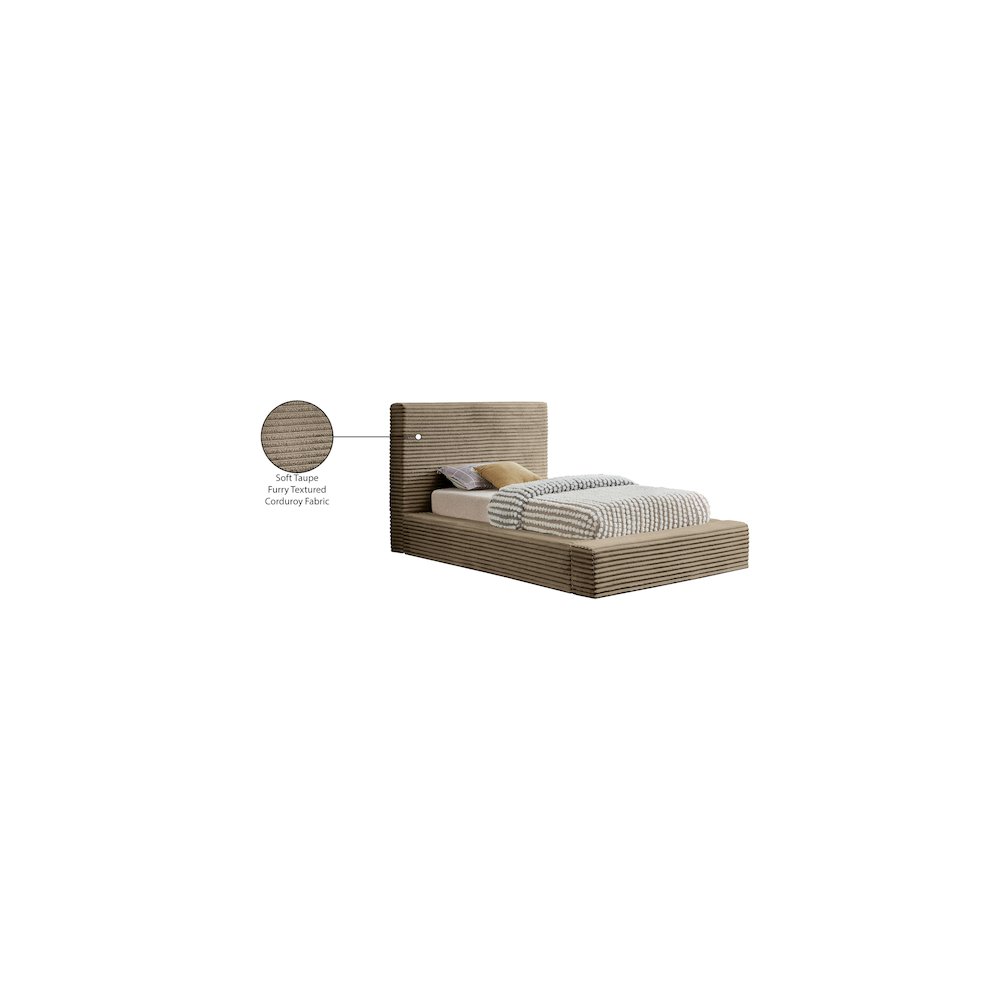 Dexter Taupe Corduroy Fabric Twin Bed