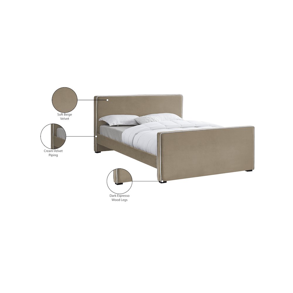 Dillard Beige Velvet King Bed