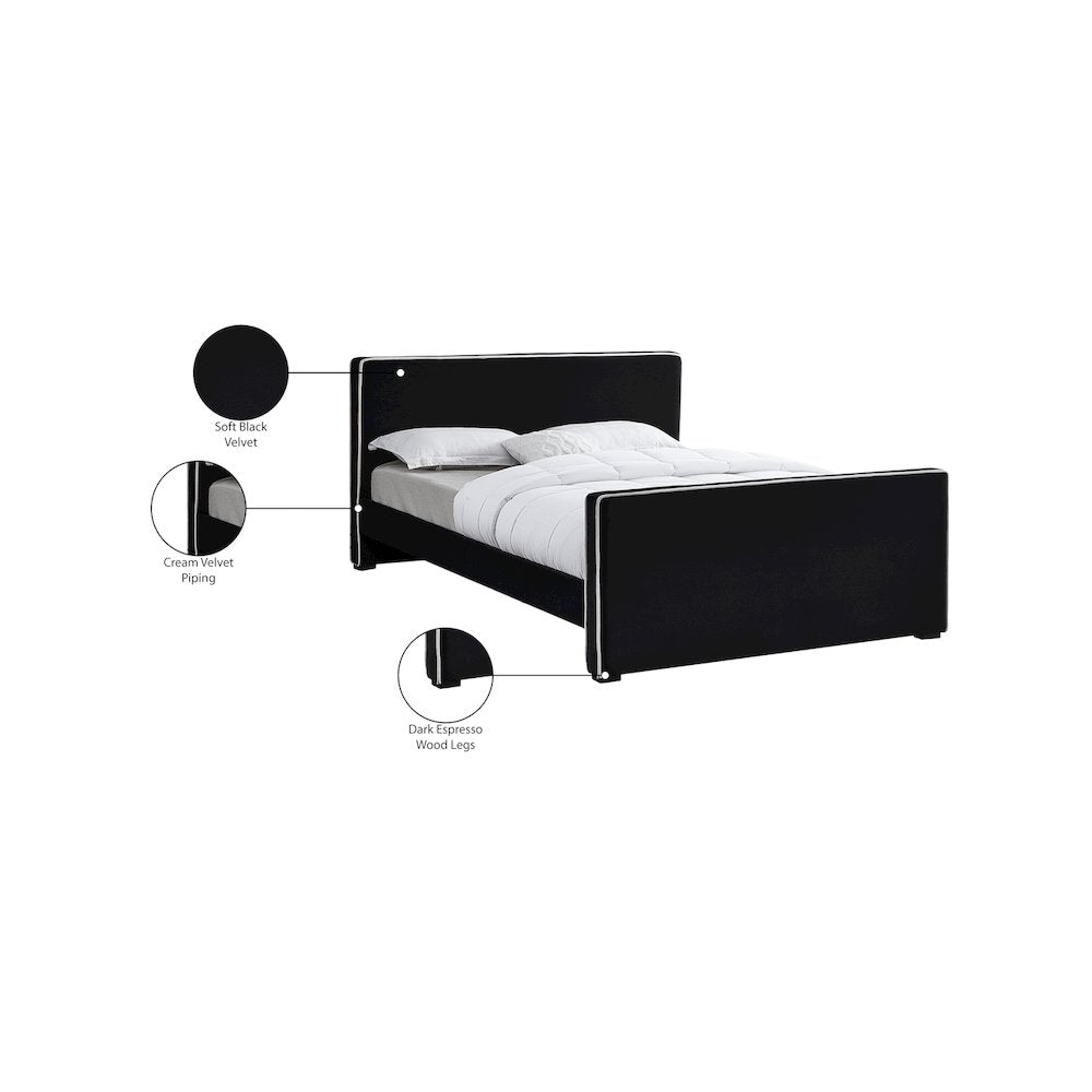 Dillard Black Velvet Queen Bed