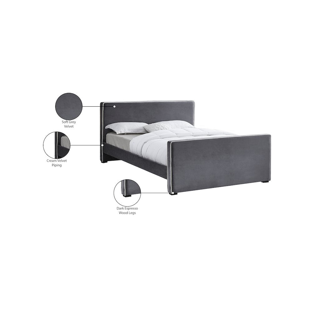 Dillard Grey Velvet Full Bed