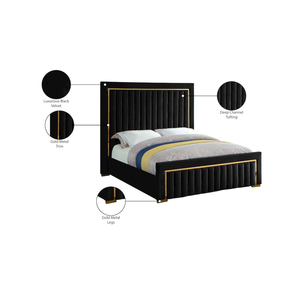 Dolce Black Velvet King Bed