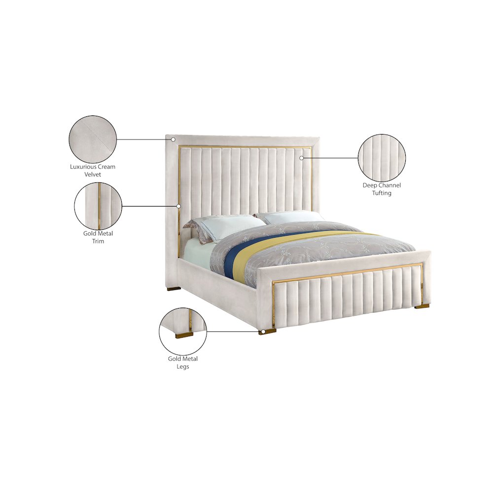 Dolce Cream Velvet Queen Bed