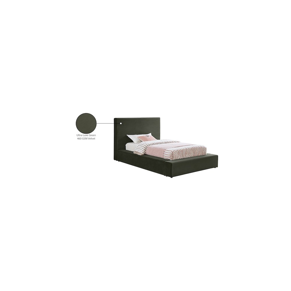 Dorian Green Velvet Twin Bed