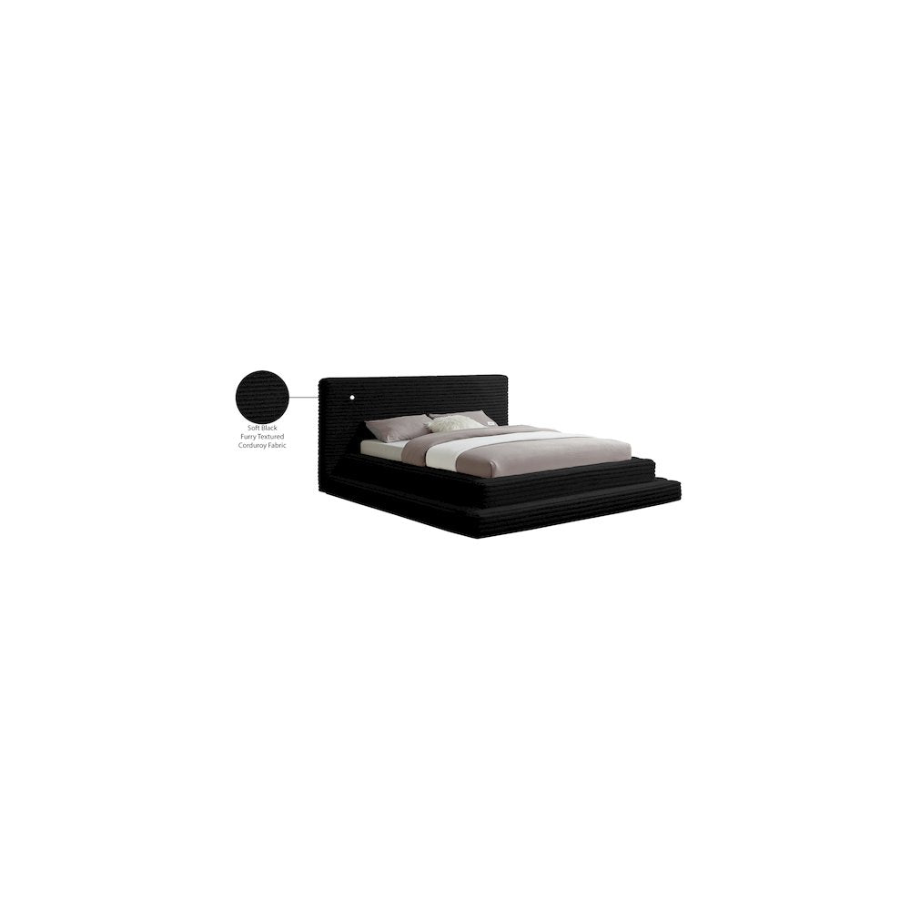Drew Black Corduroy Fabric Full Bed