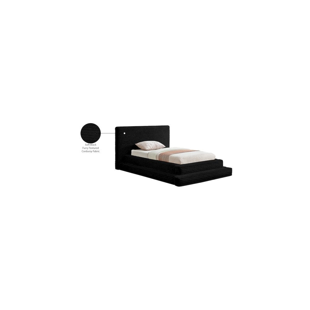 Drew Black Corduroy Fabric Twin Bed