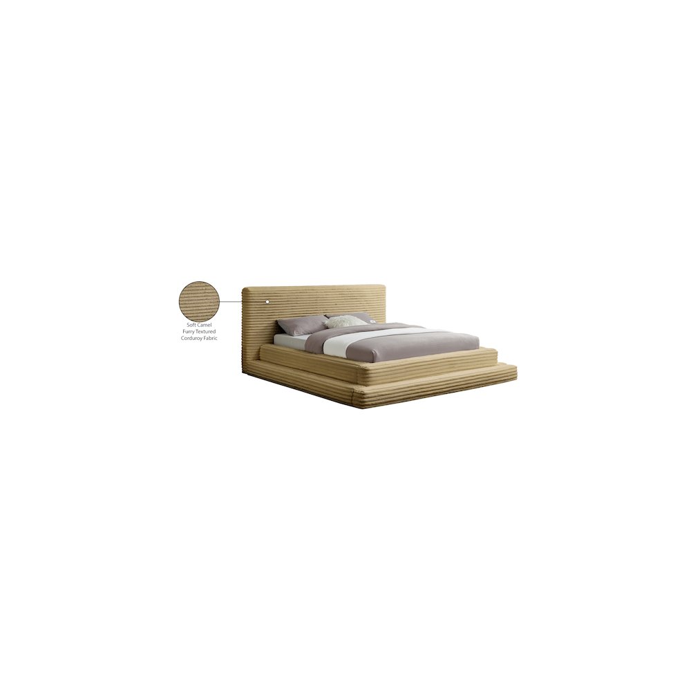 Drew Camel Corduroy Fabric Queen Bed