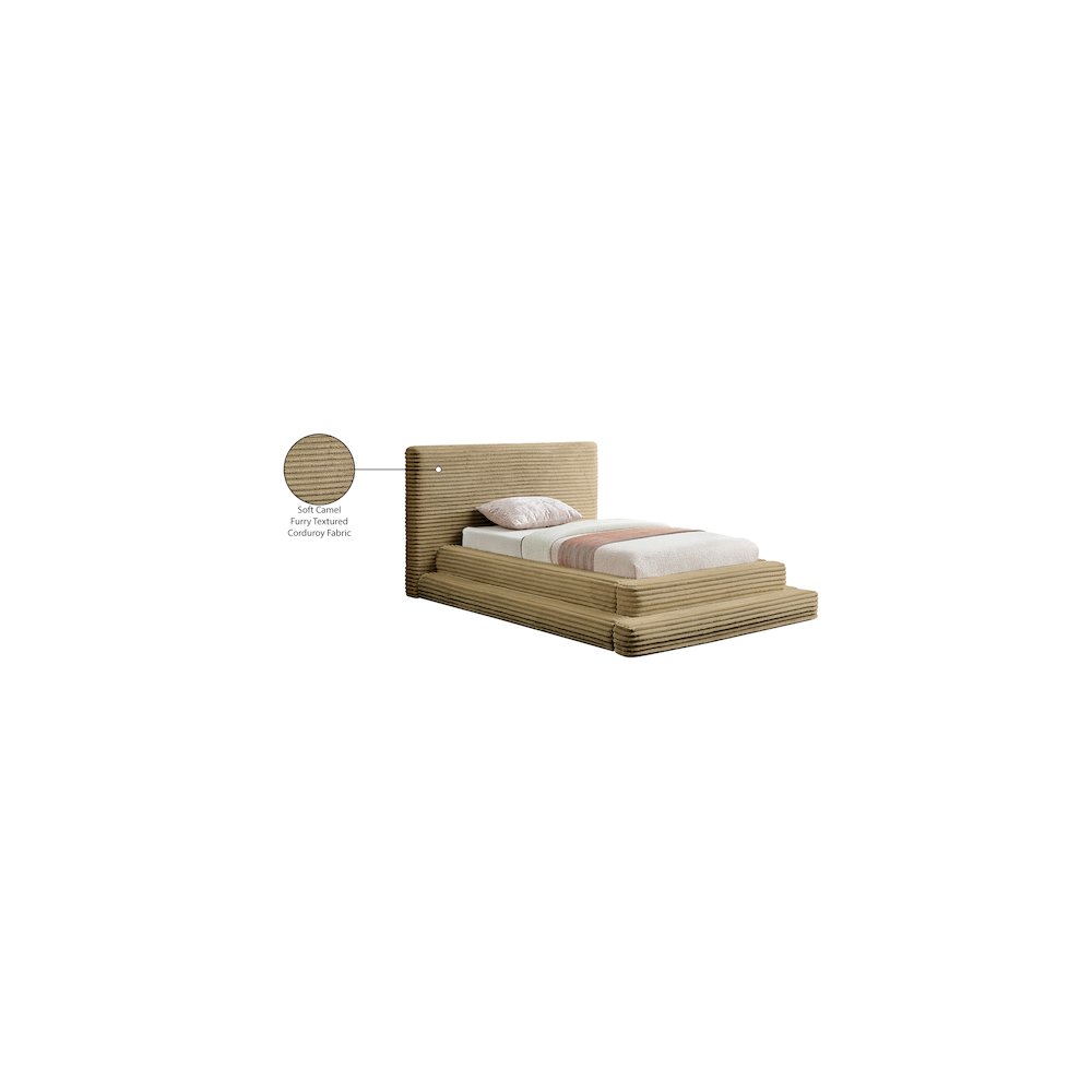 Drew Camel Corduroy Fabric Twin Bed