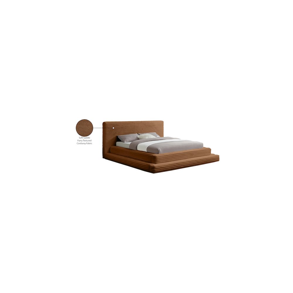 Drew Saddle Corduroy Fabric Queen Bed