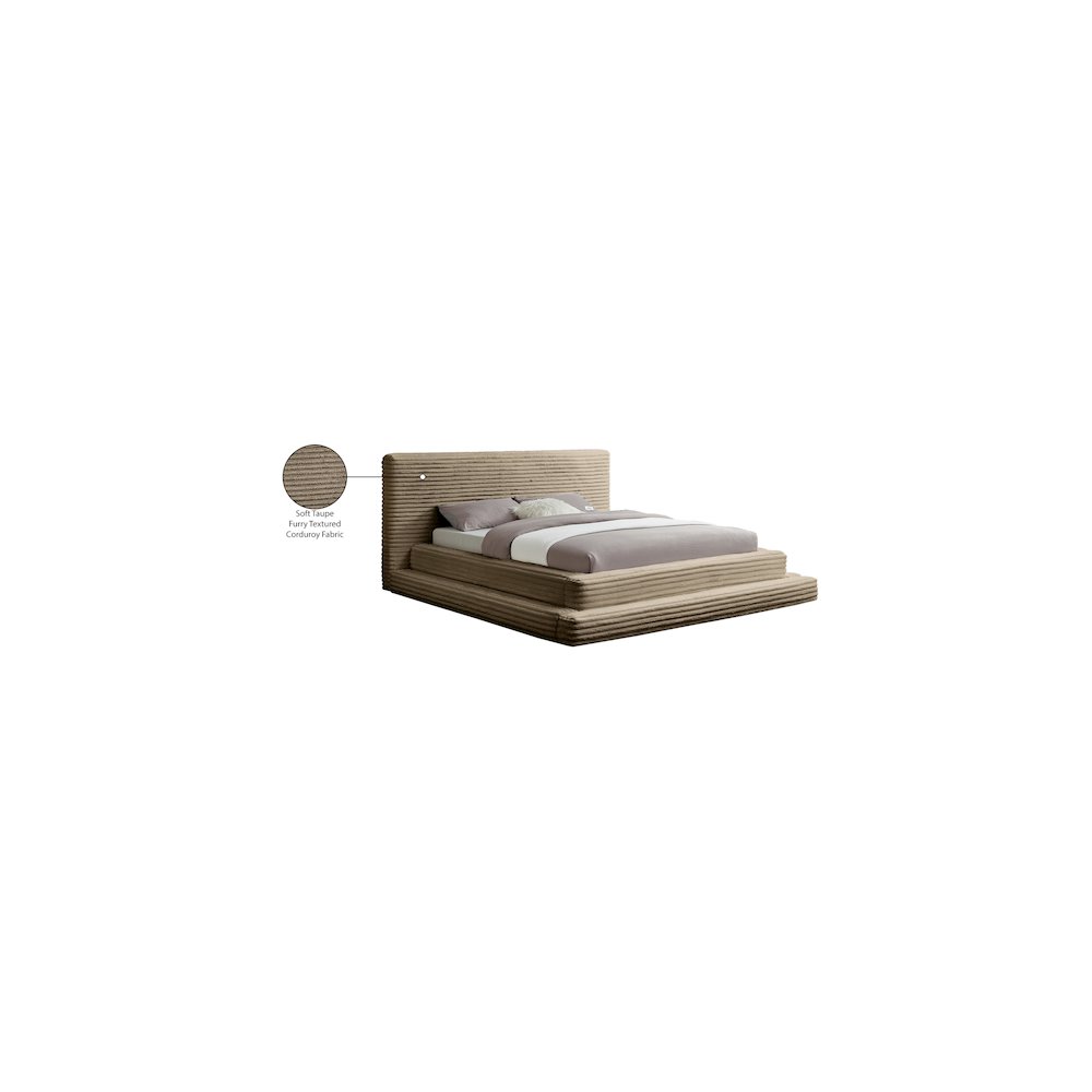Drew Taupe Corduroy Fabric Full Bed