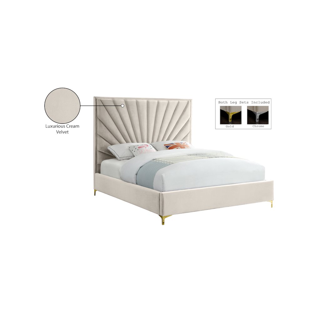 Eclipse Cream Velvet Queen Bed