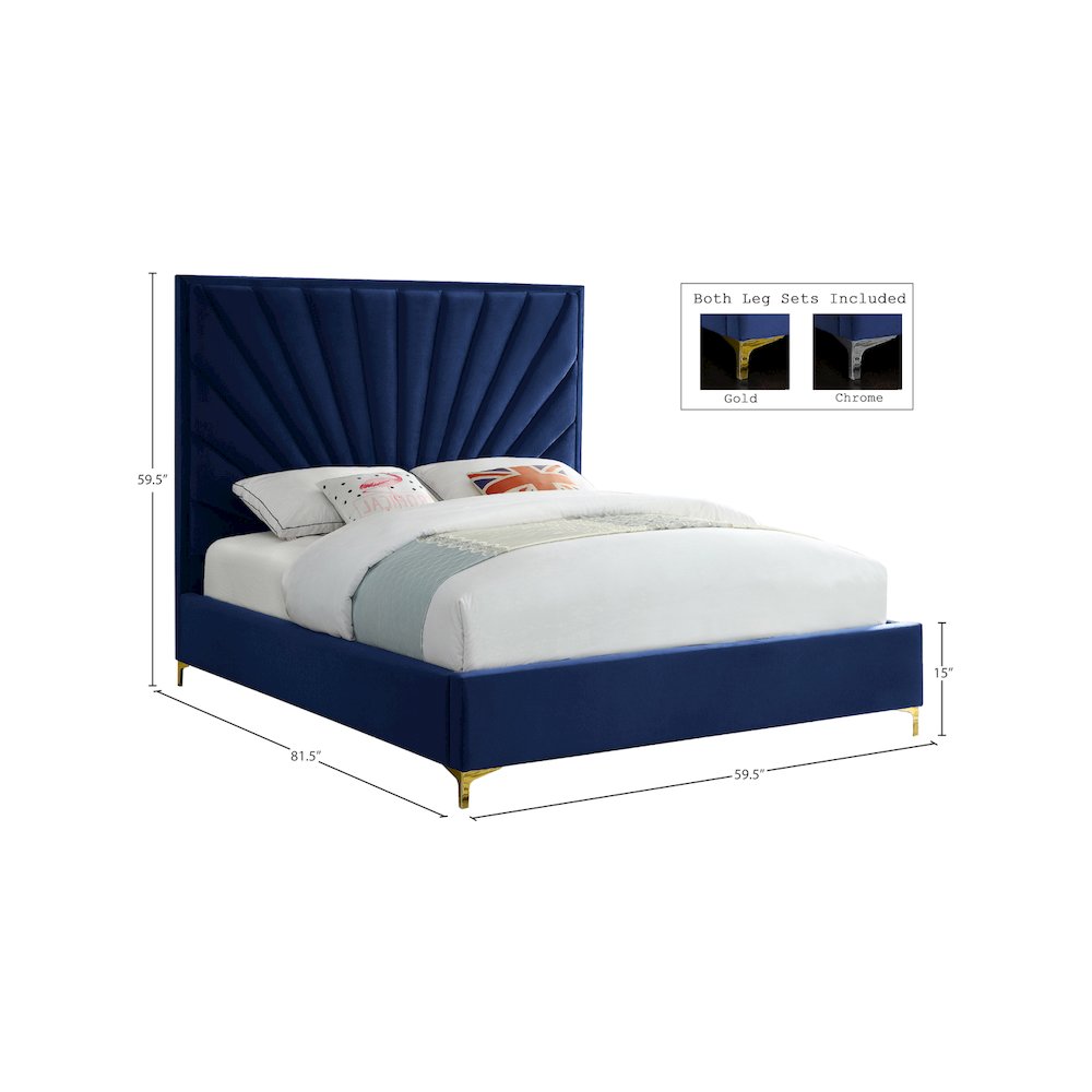 Eclipse Navy Velvet Full Bed