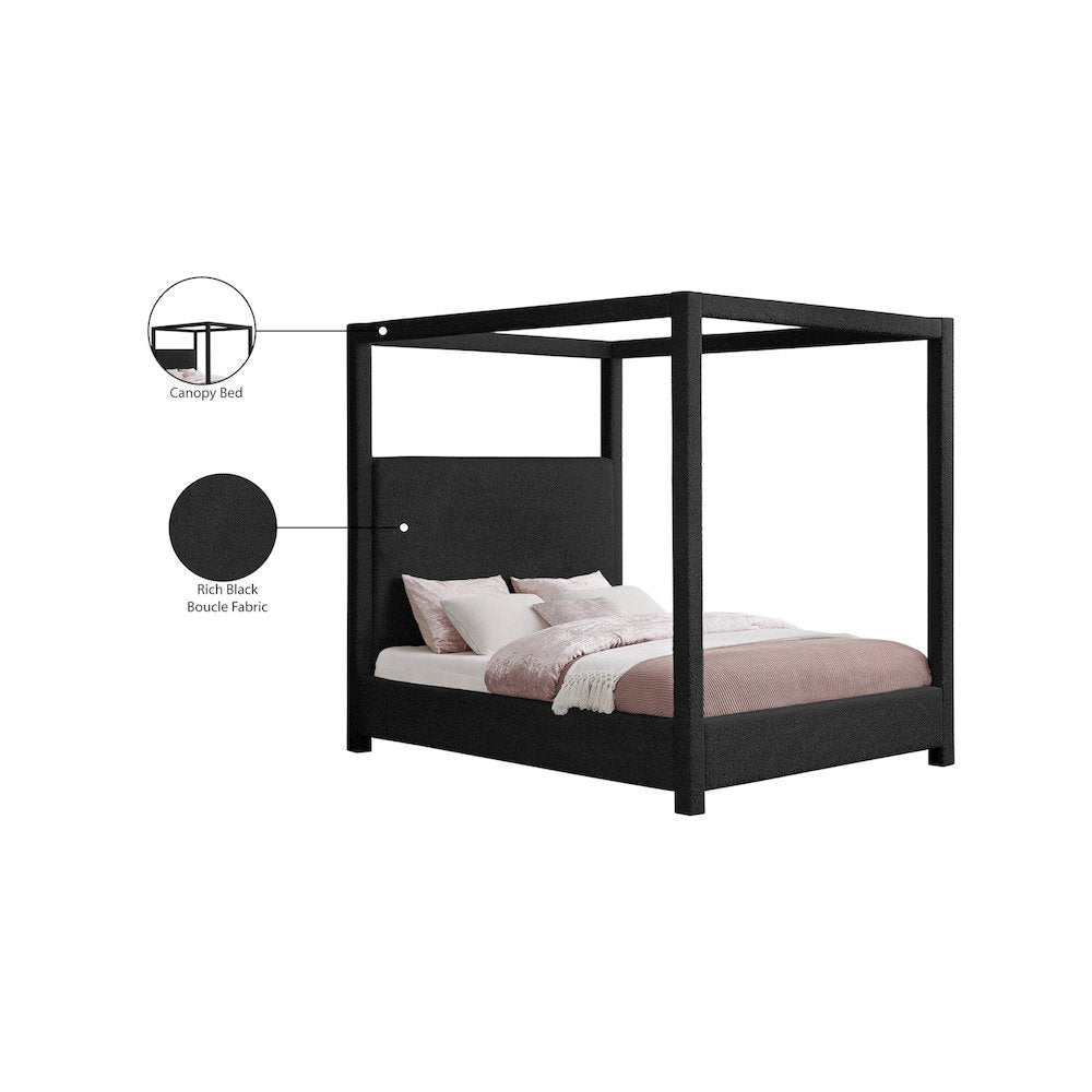 Eden Black Boucle Fabric King Bed
