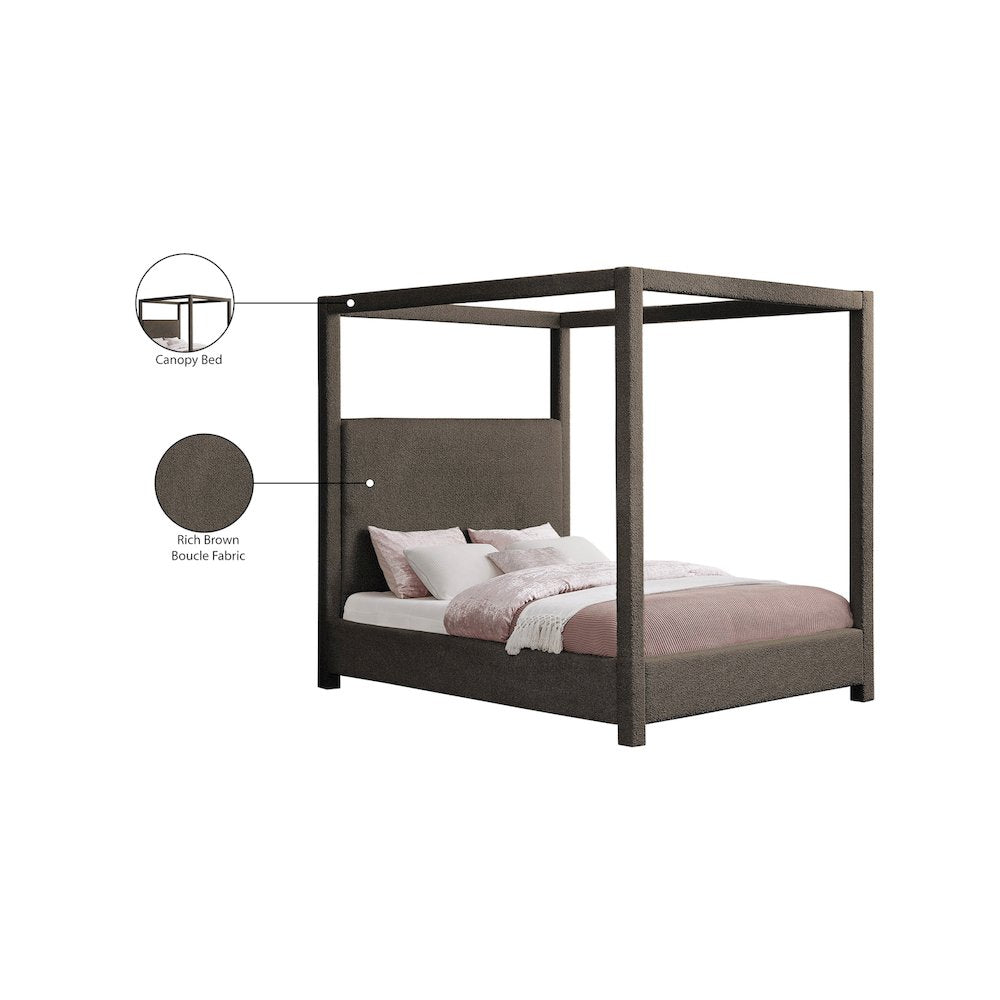 Eden Brown Boucle Fabric Queen Bed