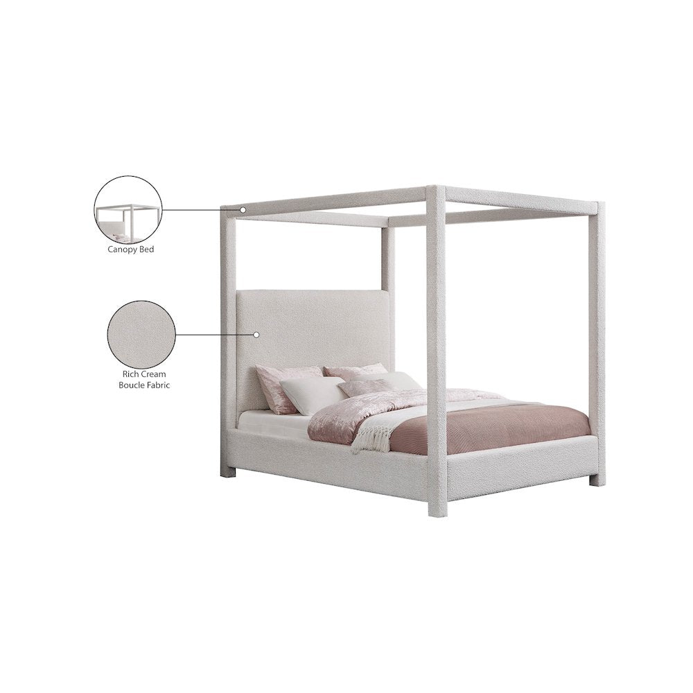 Eden Cream Boucle Fabric King Bed